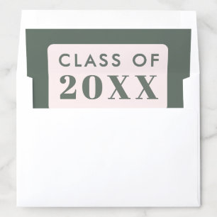Modern Sage Green & Pink Class of 2026 Graduation Envelope Liner