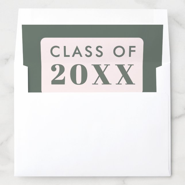 Modern Sage Green & Pink Class of 2026 Graduation  Envelope Liner (In Envelope)