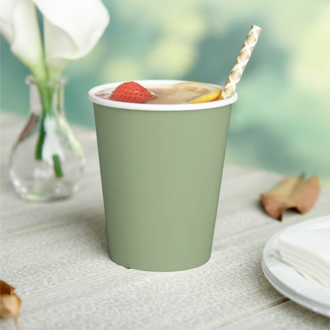 Modern Sage Green Plain Solid Color Paper Cups (Insitu)