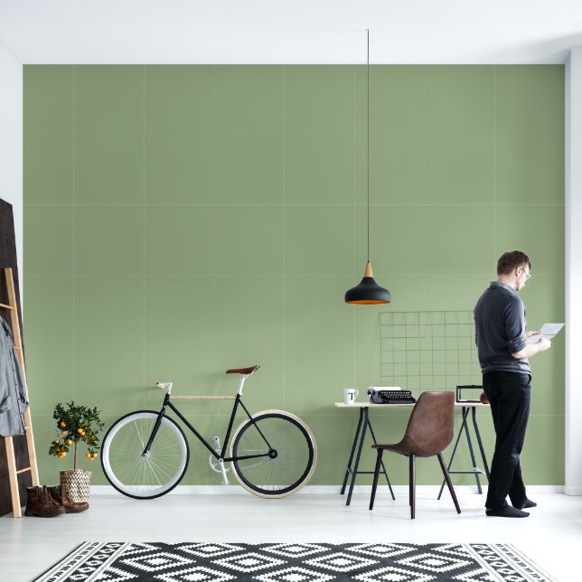 Modern Sage Green Plain Solid Color Wallpaper (Living Room)