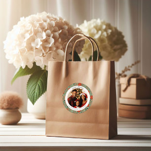 Modern Sage Green Poinsettia Botanical Christmas Classic Round Sticker