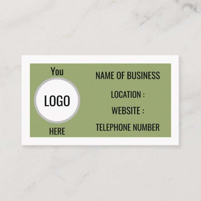 Modern Sage Green Professional Logo Business Card (Front)