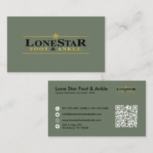 Modern Sage Green Professional With QR Code Business Card