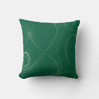 Modern Sage Green Psychedelic Topographic Line Art Throw Pillow