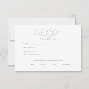 Modern Sage Green QR Code Initials Wedding RSVP Ca
