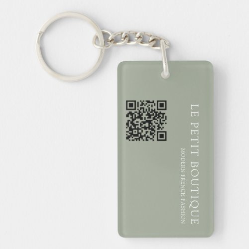 Modern Sage Green QR Code Promotional Keychain