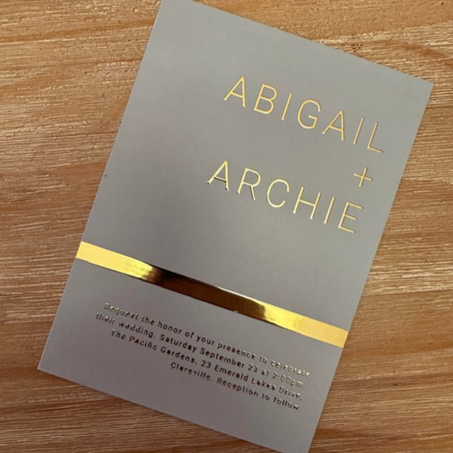 Modern Sage Green Rose Gold Minimalist Wedding Foil Invitation (Creator Uploaded)