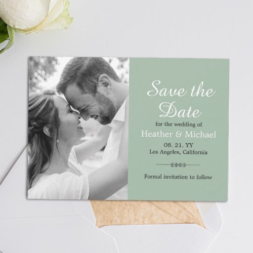 Modern Sage Green Save the Date QR Code Wedding Invitation