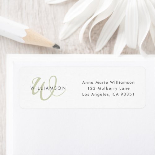 Modern Sage Green Script Monogram Label