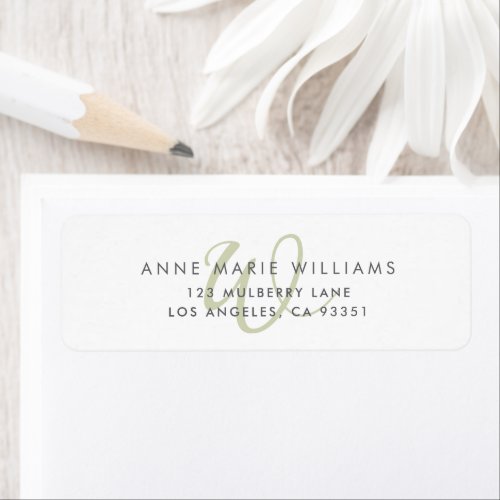 Modern Sage Green Script Monogram Label