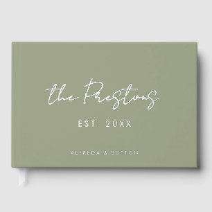 Modern Sage Green & Silver Foil Wedding Guest Book