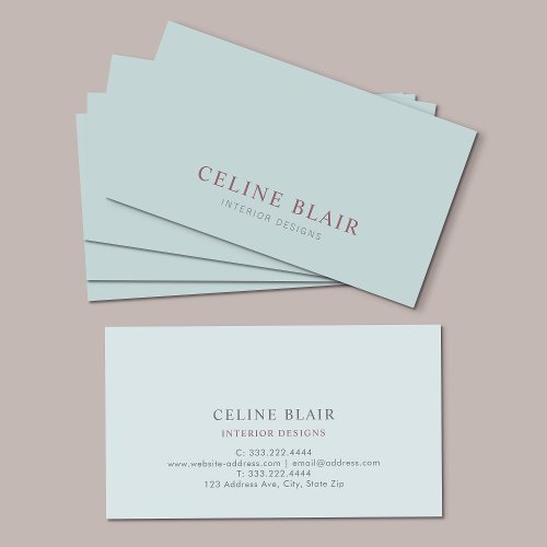 Modern Sage Green Simple Minimalist Business Card