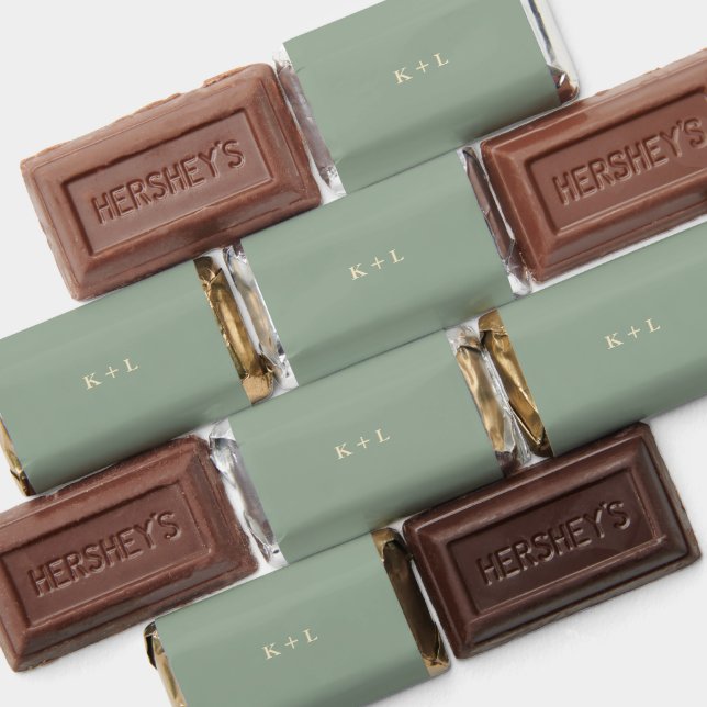 Modern Sage Green Simple Monogram Wedding Hershey's Miniatures (Assorted)