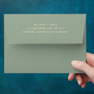 Modern Sage Green Simple Wedding Envelope