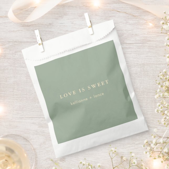 Modern Sage Green Simple Wedding Favor Bag (Clipped)