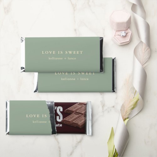Modern Sage Green Simple Wedding Hershey Bar Favors