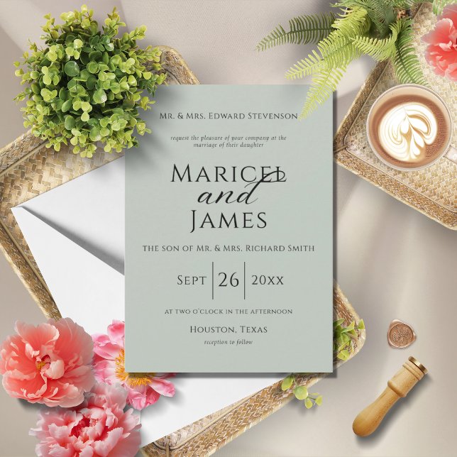 Modern Sage Green Simple Wedding Invitation (Creator Uploaded)