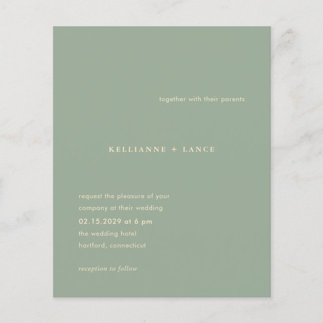 Modern Sage Green Simple Wedding Invitation Flyer (Front)