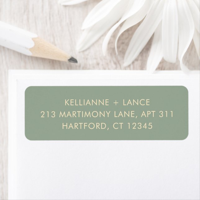 Modern Sage Green Simple Wedding Label (Insitu)
