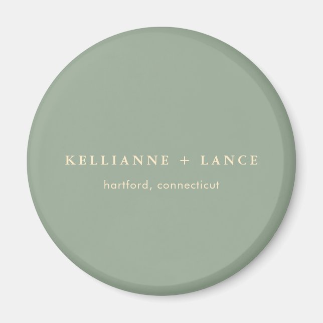 Modern Sage Green Simple Wedding Magnet (Front)