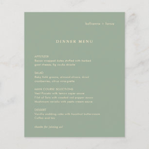 Modern Sage Green Simple Wedding Menu Flyer