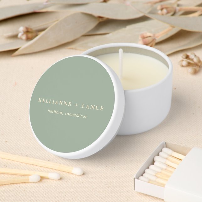 Modern Sage Green Simple Wedding Mini Candle Favors (Insitu)