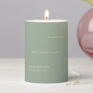 Modern Sage Green Simple Wedding Pillar Candle