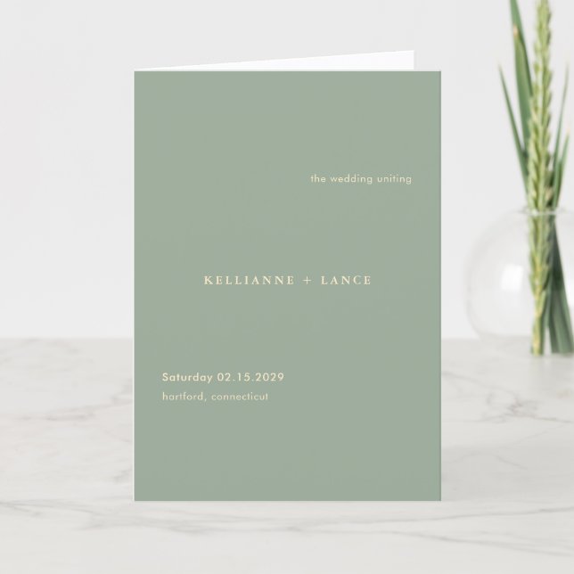Modern Sage Green Simple Wedding Program