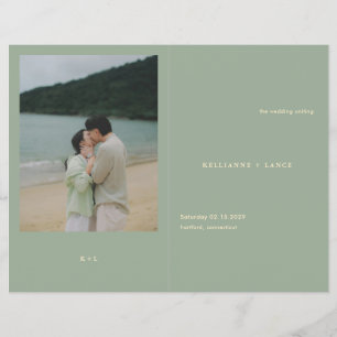 Modern Sage Green Simple Wedding Program Flyer
