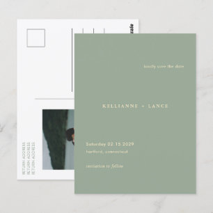 Modern Sage Green Simple Wedding Save the Date Postcard