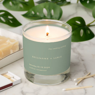 Modern Sage Green Simple Wedding Scented Candle