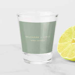 Modern Sage Green Simple Wedding Shot Glass