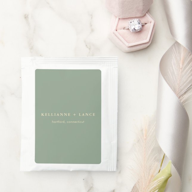 Modern Sage Green Simple Wedding Tea Bag Drink Mix (Wedding)