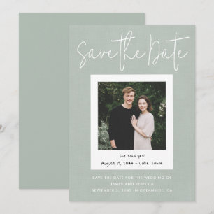 Modern Sage Green Snapshot Photo Save the Date Invitation