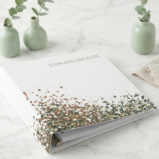 Modern Sage Green Terracotta Abstract Polka Dot 3 Ring Binder