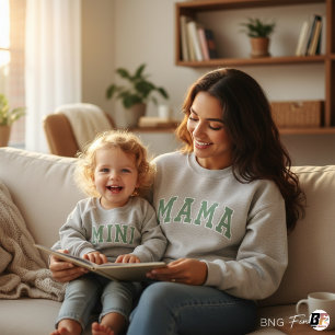 Modern Sage Green Varsity Mama Minimalist Mother’s Sweatshirt