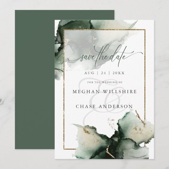 Modern Sage Green Watercolor Abstract  (Front/Back)