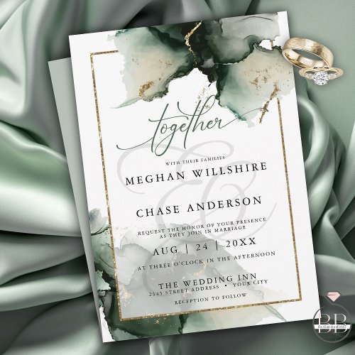 Modern Sage Green Watercolor   Invitation