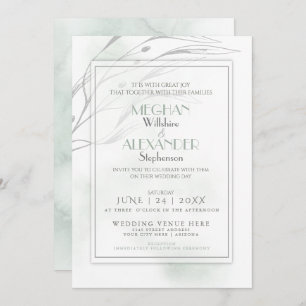 Modern Sage Green Watercolor Splash Invitation