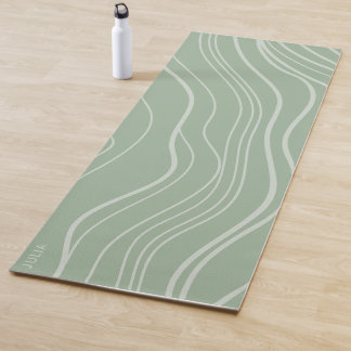 Modern Sage Green Wave Personalized Yoga Mat