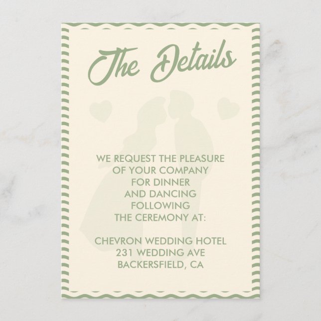Modern Sage Green Wavy Stripe Wedding Details Enclosure Card (Front)