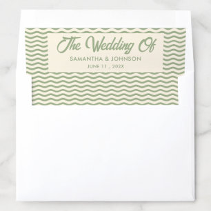 Modern Sage Green Wavy Stripe Wedding Envelope Liner