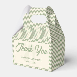 Modern Sage Green Wavy Stripe Wedding Favor Boxes