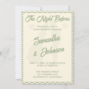 Modern Sage Green Wavy Stripe Wedding Rehearsal Invitation