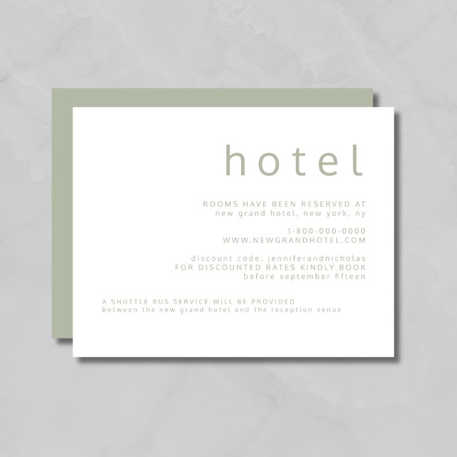 Modern Sage Green Wedding Accommodations Enclosure Card (Modern Sage Green Wedding Accommodations Enclosure Card)