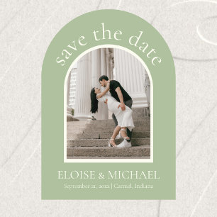 Modern Sage Green Wedding Arch Photo Save The Date