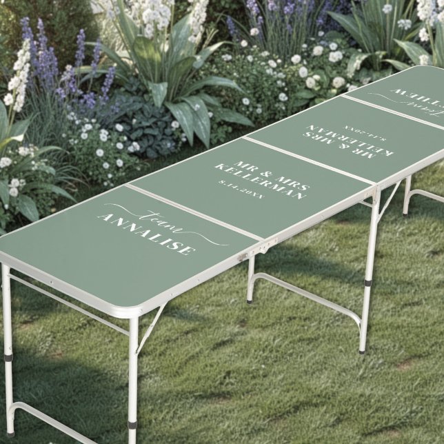 Modern Sage Green Wedding Beer Pong Table (Modern Sage Green Wedding Beer Pong Table )