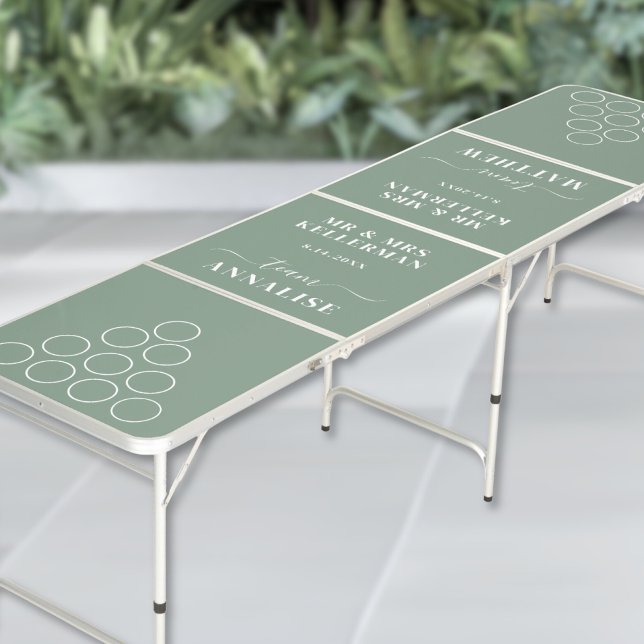 Modern Sage Green Wedding Beer Pong Table (Modern Sage Green Wedding Beer Pong Table)