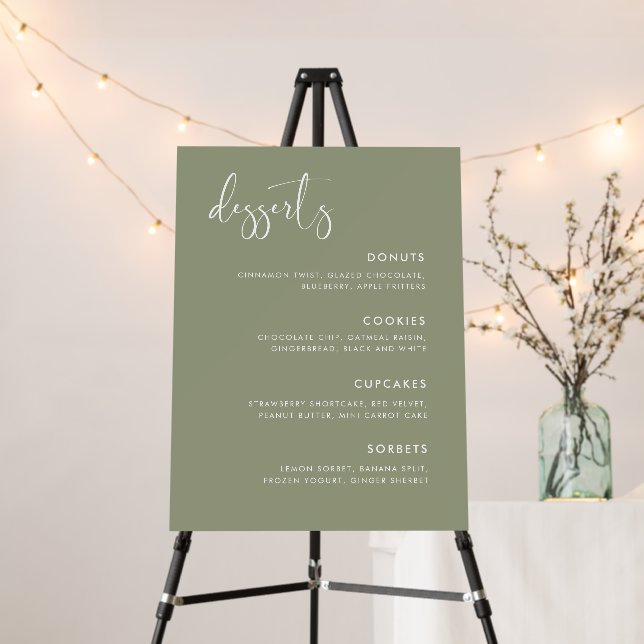 Modern Sage Green wedding Dessert Bar Sign (In Situ (Stand))
