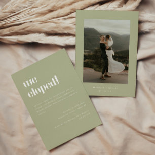 Modern Sage Green Wedding Elopement Reception Invitation